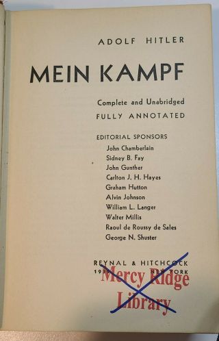MEIN KAMPF Adolf Hitler FULLY ANNOTATED 1939 First Edition Rare Pre - War Issue 2