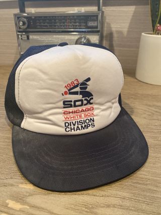 Vintage 1983 Chicago White Sox Division Champs Trucker Hat Snap Back Mesh Hat