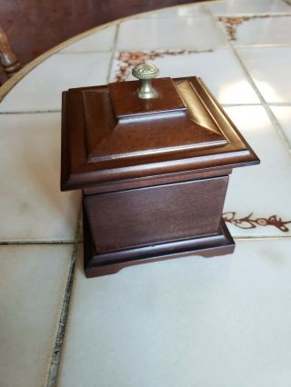 Vintage Bombay Wood Jewelry Music Box Small Wooden Ring Holder Musical