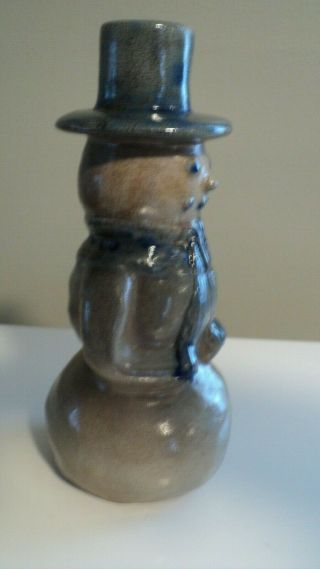 Vtg BBP Beaumont Brothers Pottery Blue Salt Glazed 1994 Snowman Figure 8 