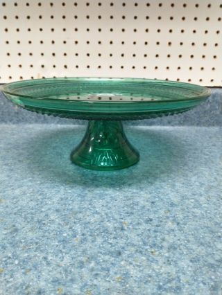 Vintage Wexford Pattern/ “criss - Cross” Green Cake E Stand Anchor Hocking ?