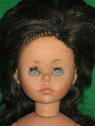 Vtg Italocremona Brunette Girl Doll 16 " Made In Italy 1965