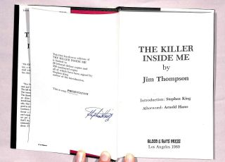 The Killer Inside Me by Jim Thompson (1989 Ltd Edition,  signed by Stephen King) 4