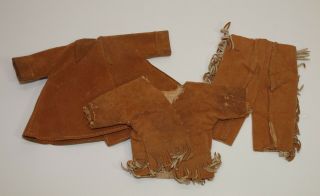 Vintage Untagged Factory Buckskin Suede Outfit For 8 " Ginny Muffie Wendy Ginger