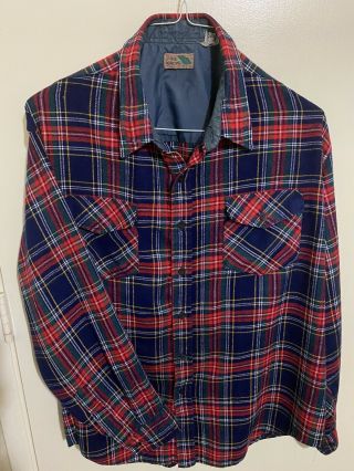 Vtg Pine Grove Shirt Mens Xl Red Plaid Flannel Button Up Ls Acrylic Soft Warm