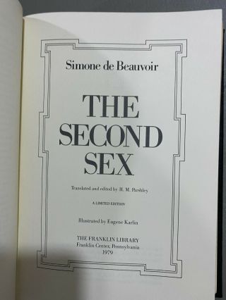 Franklin Library Second Sex by Simone De Beauvoir SIGNED Limited Edit 3