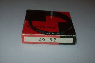 Vintage Bower 49 - 52mm Step Up Filter Ring Made In Japan -