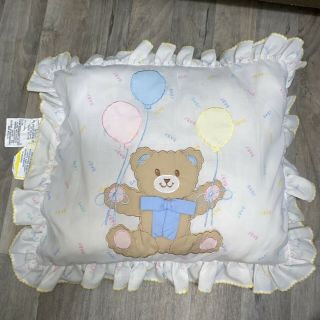 Vintage Quiltex Downlon Baby Pillow Bears & Balloons Embroidered Design