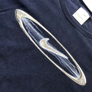Vintage Nike Xl Silver Tag Dark Blue T - Shirt Lightning Oval Swoosh￼ Y2k