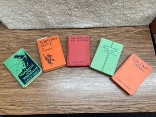 5 Vintage Zane Grey Collectible Hardcover Books - A First Edition Or Two ?