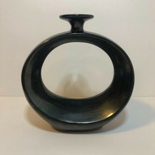 Vintage Dona Rosa Oaxaca Mexico Black Pottery Signed - Mid Century Modern Design