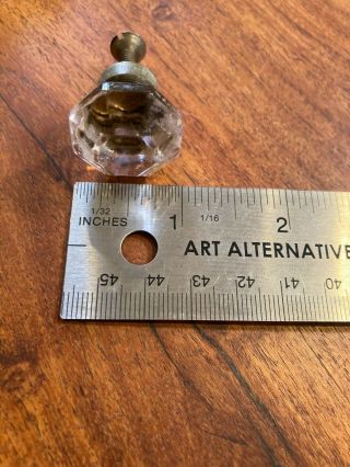 14 Vintage 7/8 " Faceted Clear Glass Drawer Cabinet Pull Knob W/ Brass Base