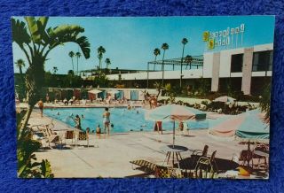 Disneyland Hotel Anaheim,  Ca Swimming Pool Roadside C1960s Rare Vintage Postcard
