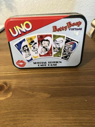 Betty Boop Vintage Uno Cards In Collectible Tin Box