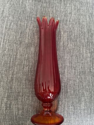 Vintage Westmoreland Glass Amberina Stretch Bud Vase W/ Hexagon Base 8 1/4 " Tall