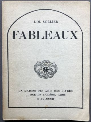 J.  - M Sollier / Fableaux - - Inscribed To A Friend By Violette Leduc 1st Ed 1932