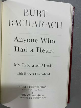 Easton Press Anyone Who Had a Heart : My Life and Music by Burt Bacharach SIGNED 3