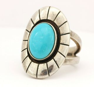 925 Sterling Silver Dtr China Blue Turquoise Ring Size 8 14.  47g Estate Vintage