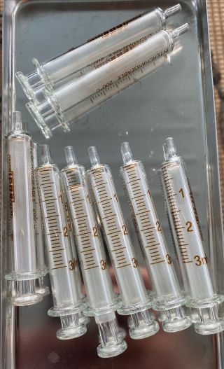 Vintage 8 Glass Syringes 3ml Healthcare,  Lab & Life Science Lab Supplies Ipas