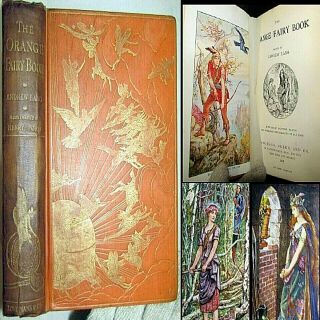 1906 Orange Fairy Book Edward Lang 1st Edition Andersen Grimm Fairy Tales Myth
