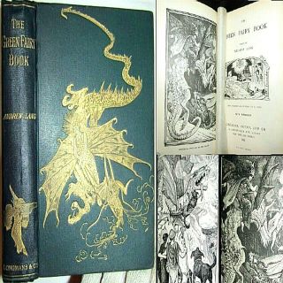 1899 Green Fairy Book Edward Lang Andersen Grimm Fairy Tales Myth Horror Dragons