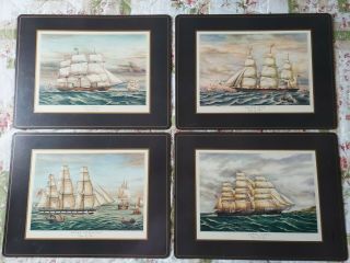 4 Vintage Pimpernel Clipper Ships Hard Cork Backed English Placemats