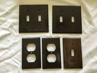 5 Vintage Brown Leviton Switch/outlet Receptacle Plate Covers Ribbed