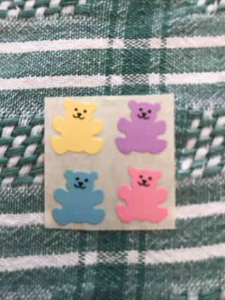 Vintage Sandylion Mini Bear Stickers,  Pastel Colors,  4 Stickers In Total