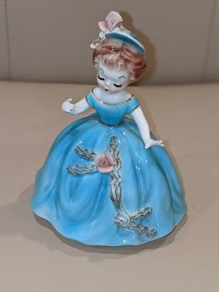 Vtg Cherchez La Femme Girl Lady Aqua Blue Rose Dress Figurine Arnat Hard To Find