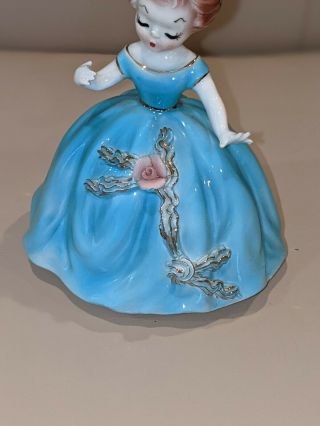 Vtg Cherchez La Femme Girl Lady Aqua Blue Rose Dress Figurine Arnat Hard to Find 2
