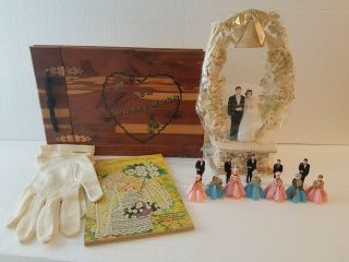 Vintage Wedding Cake Topper Bride & Groom Bridal Party Honeymoon Atlantic City