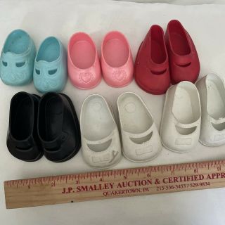 Vintage 1960 1970 1980 Large Plastic Shoes 3 " Foot Chunky Baby Doll (6) Pair