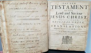 1746 Colonial Bellingham Ma Metcalf Family Bible American Handwritten Genealogy