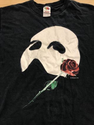 Vintage Phantom Of The Opera 1986 Mask & Rose Graphic T - Shirt Medium
