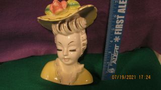Vintage Ceramic Lady Head Planter Figurine.