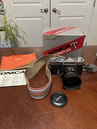 Vintage Konica Autoreflex T 35mm Camera And Lens Made In Japan