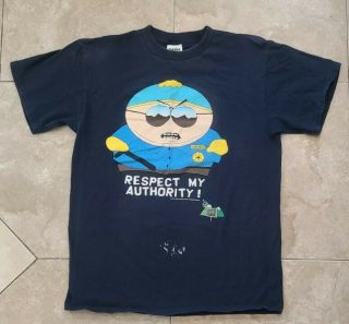 Vintage South Park 1998 Cartman Respect My Authority T Shirt Comedy Central L