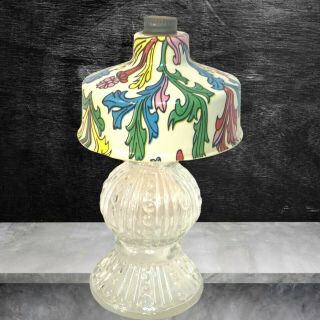 Vintage Mini Lamp Perfume Cologne Bottle With Plastic Shade Boudoir Decor