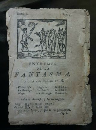 Rare 1779 Antique Georgian Ghost Devil Occult Play Pamphlet Chap Book Let Occult