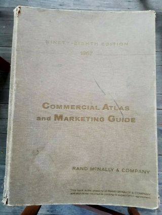 1967 Rand - Mcnally Commercial Atlas And Marketing Guide - 21” X 16” Rare