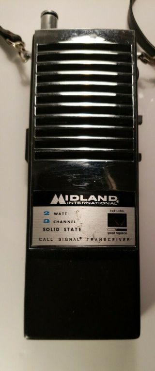 Vintage 1970 Midland Int Solid State 2 Watt 3 Channel Handheld Cb Model 13 - 722