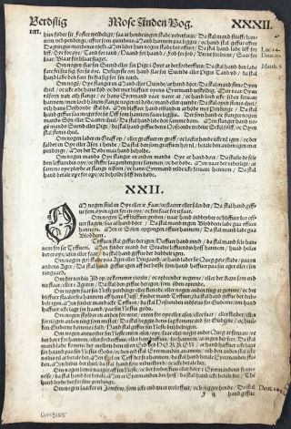 Danish Genealogy - 1550 Danish Bible Leaf First Edition Exodus Christian Iii 2