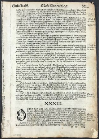 Danish Genealogy - 1550 Danish Bible Leaf First edition Exodus Christian III 2 3