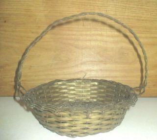 Small Antique Miniature Twisted Handle All Wire Brass Basket