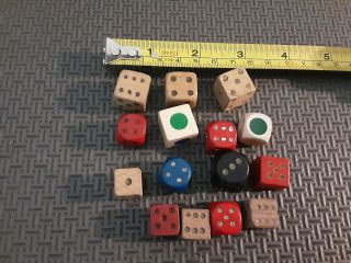Vintage Wooden Game Dice X15 Wood Different Shapes & Sizes