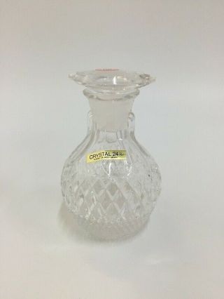 Japanese Kamei Glass Soy Sauce Bottle Shoyusashi Vintage Lidded Kiriko B032