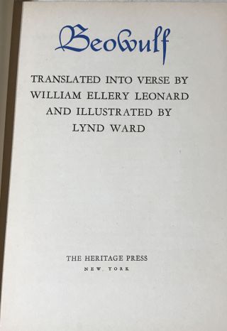 Beowulf Translated By William Ellery Leonard Hardcover Vintage 1939 3