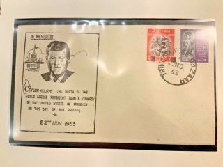 Vintage John F.  Kennedy 45 Record & 1963 Memorial Post Card Ceylon Jfk Stamps