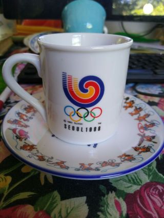 Vintage Olympics 1983 Seoul Korea 1983 Slooc Coffee Tea Cup Saucer Plate