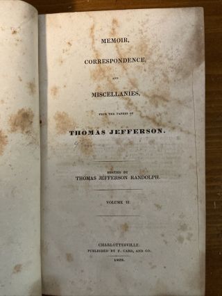 1829 Memoir,  Correspondence; Thomas Jefferson; As is; Charlottesville Virginia 3